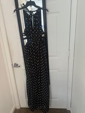 Fashion Nova Black Maxi Dress with White Polka Dots